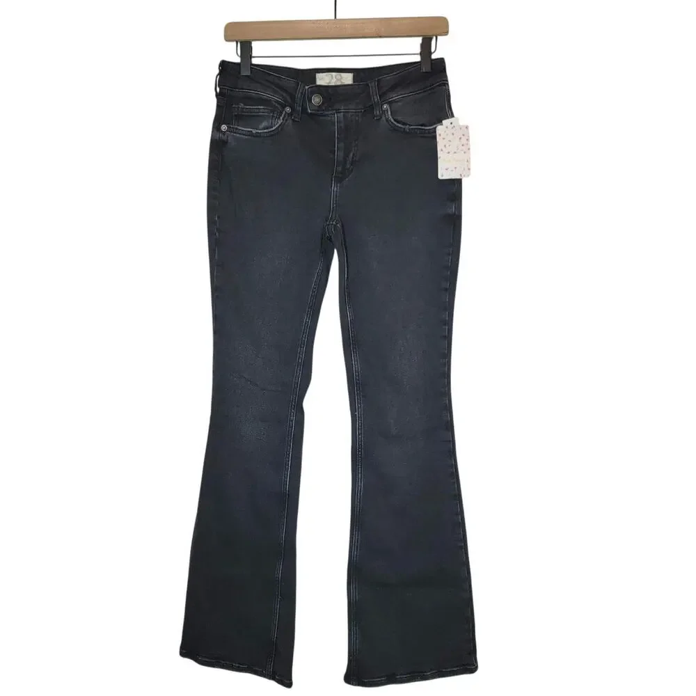 Free People We the Free Heirloom Bootcut Jeans Mid Rise Black Magic 28 NWT
